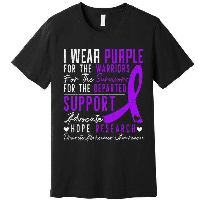 I Wear Purple Alzheimers Awareness Dementia Disease Premium T-Shirt