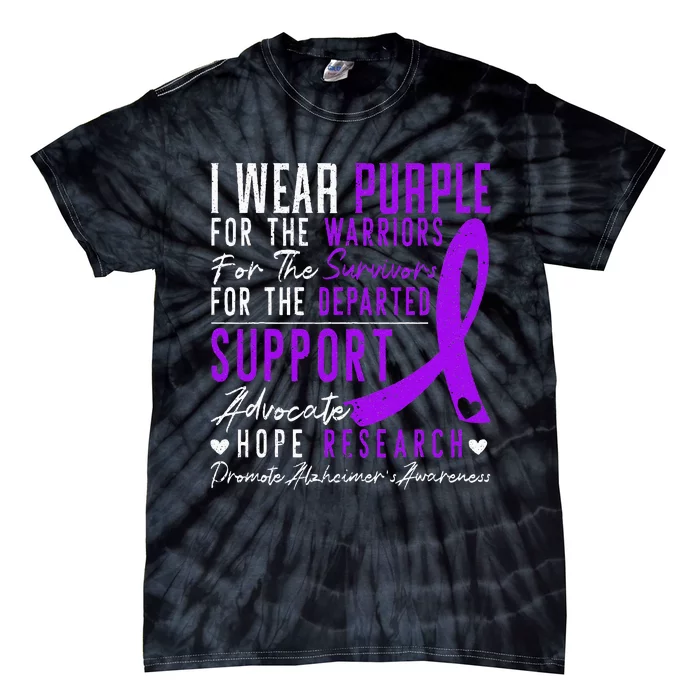 I Wear Purple Alzheimers Awareness Dementia Disease Tie-Dye T-Shirt