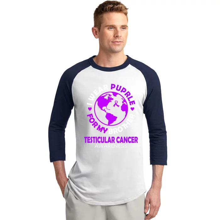 I Wear Purple For My Brother Testicular Cancer Awareness Gift Baseball Sleeve Shirt