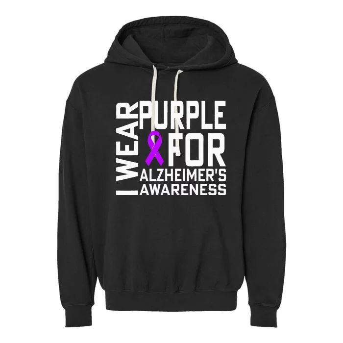 I Wear Purple For Alzheimers Awareness Month Garment-Dyed Fleece Hoodie