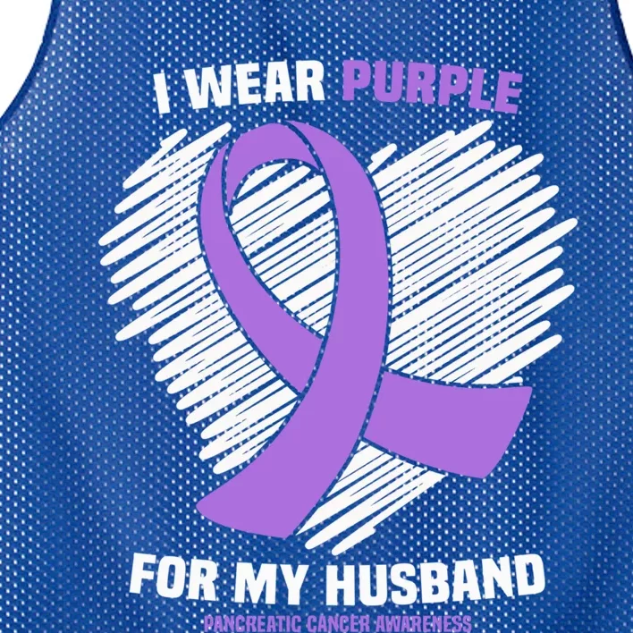 I Wear Purple For My Husband Pancreatic Cancer Awareness Gift Mesh Reversible Basketball Jersey Tank