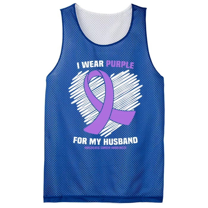 I Wear Purple For My Husband Pancreatic Cancer Awareness Gift Mesh Reversible Basketball Jersey Tank