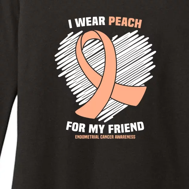 I Wear Peach For My Friend Endometrial Funny Cancer Awareness Womens CVC Long Sleeve Shirt