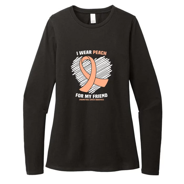 I Wear Peach For My Friend Endometrial Funny Cancer Awareness Womens CVC Long Sleeve Shirt