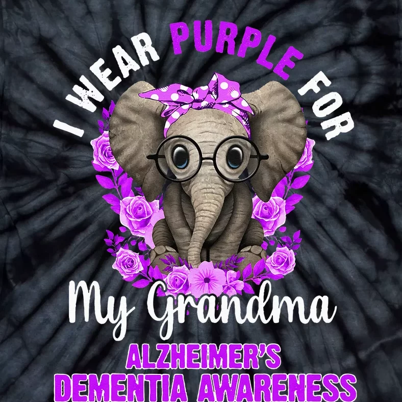 I Wear Purple For Grandma Dementia Awareness Elephant Tie-Dye T-Shirt