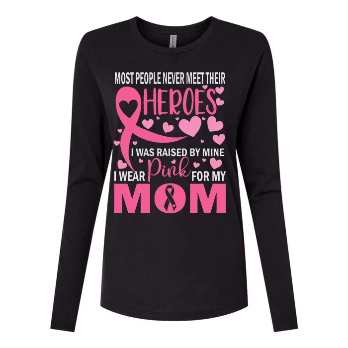 I Wear Pink For My Mom Breast Cancer Awareness Kids Support Womens Cotton Relaxed Long Sleeve T-Shirt