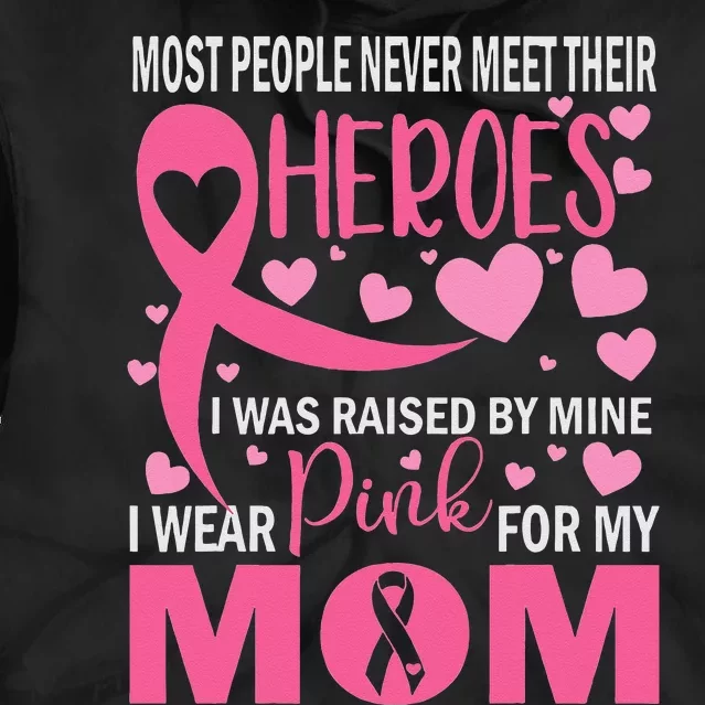 I Wear Pink For My Mom Breast Cancer Awareness Kids Support Tie Dye Hoodie