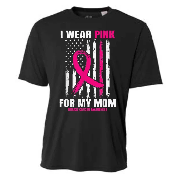 I Wear Pink For My Mom Breast Cancer Awareness American Flag Cooling Performance Crew T-Shirt