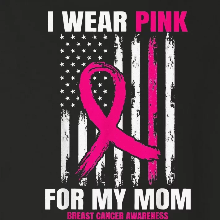 I Wear Pink For My Mom Breast Cancer Awareness American Flag Toddler Long Sleeve Shirt