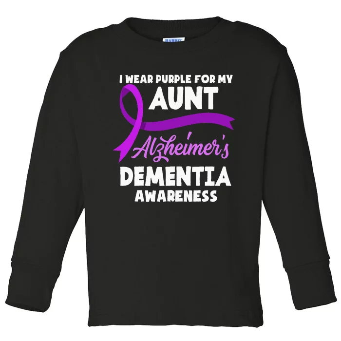 I Wear Purple For My Aunt Alzheimers Dementia Awareness Toddler Long Sleeve Shirt