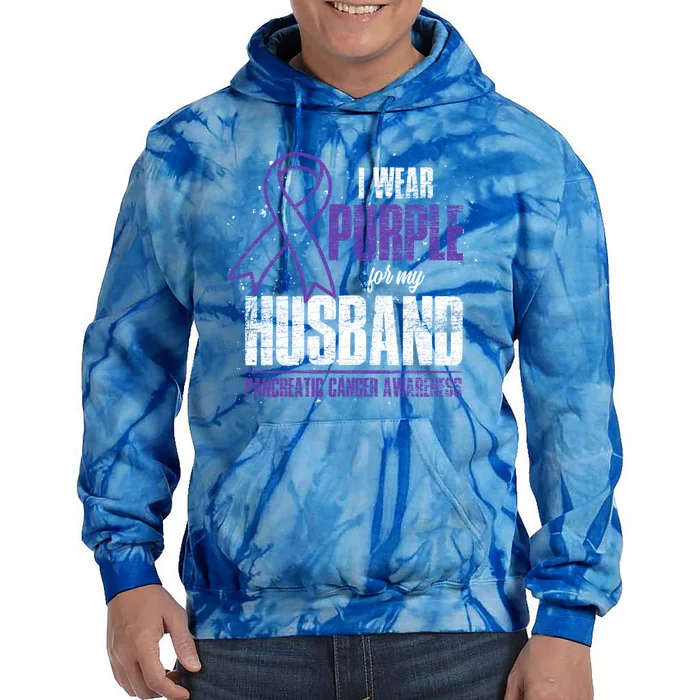 I Wear Purple For My Husband Pancreatic Cancer Awareness Gift Tie Dye Hoodie