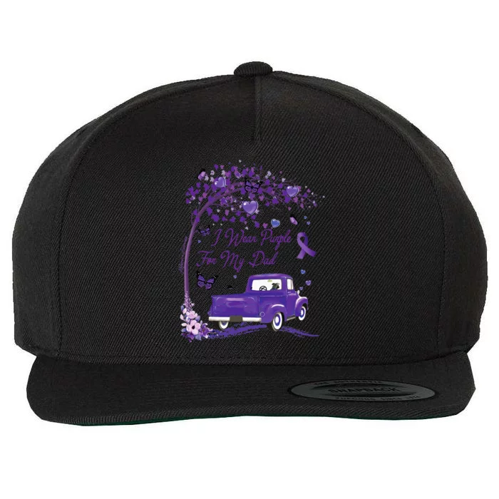 I Wear Purple For My Dad Alzheimers Awareness Truck Wool Snapback Cap