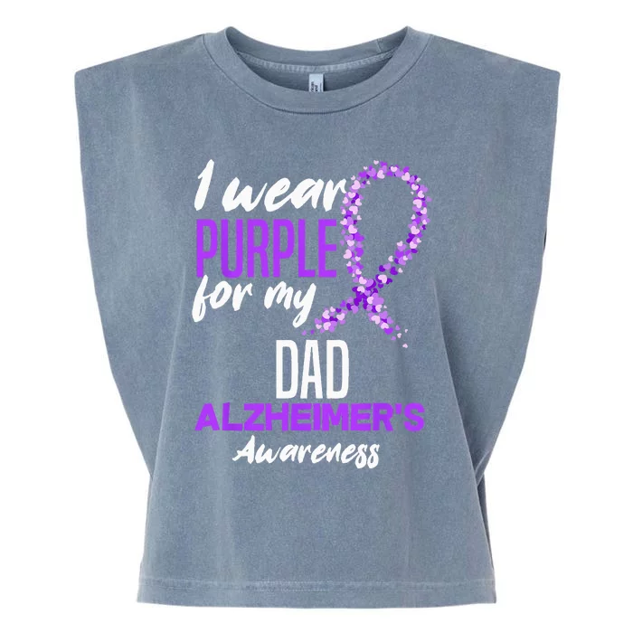 I Wear Purple For My Dad Dementia Alzheimers Awareness Garment-Dyed Women's Muscle Tee