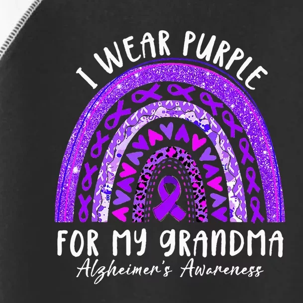 I Wear Purple For My Grandma Alzheimers Awareness Rainbow Toddler Fine Jersey T-Shirt