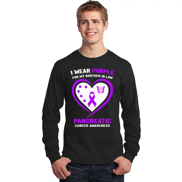 I Wear Purple For My Brother in Law Pancreatic Cancer Long Sleeve Shirt