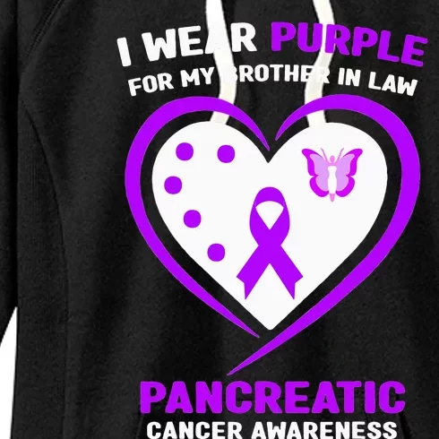 I Wear Purple For My Brother in Law Pancreatic Cancer Women's Fleece Hoodie