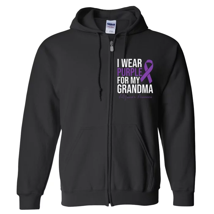 I Wear Purple For My Grandma Alzheimers Awareness Full Zip Hoodie