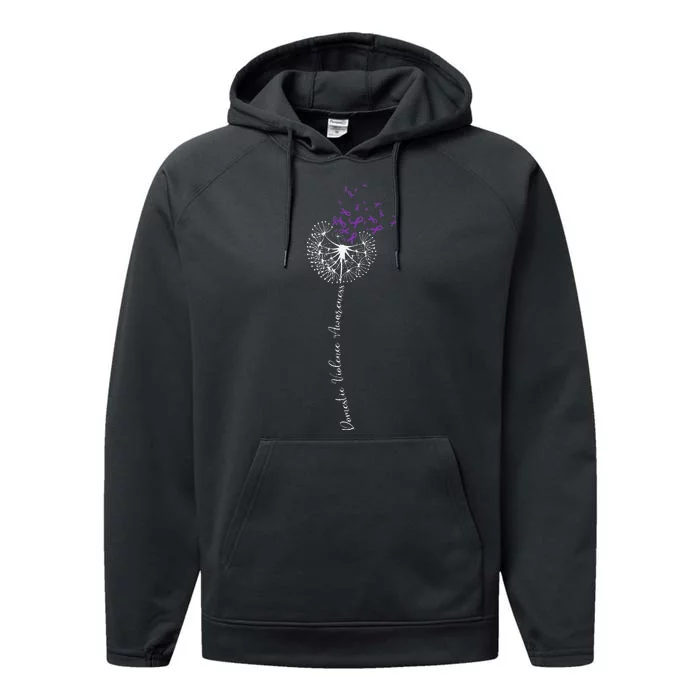 I Wear Purple For Domestic Violence Awareness Performance Fleece Hoodie