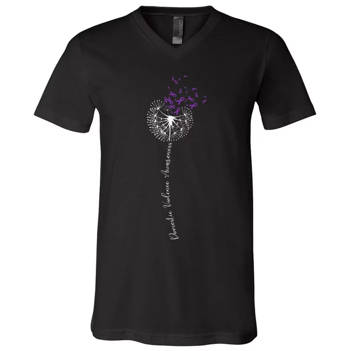 I Wear Purple For Domestic Violence Awareness V-Neck T-Shirt