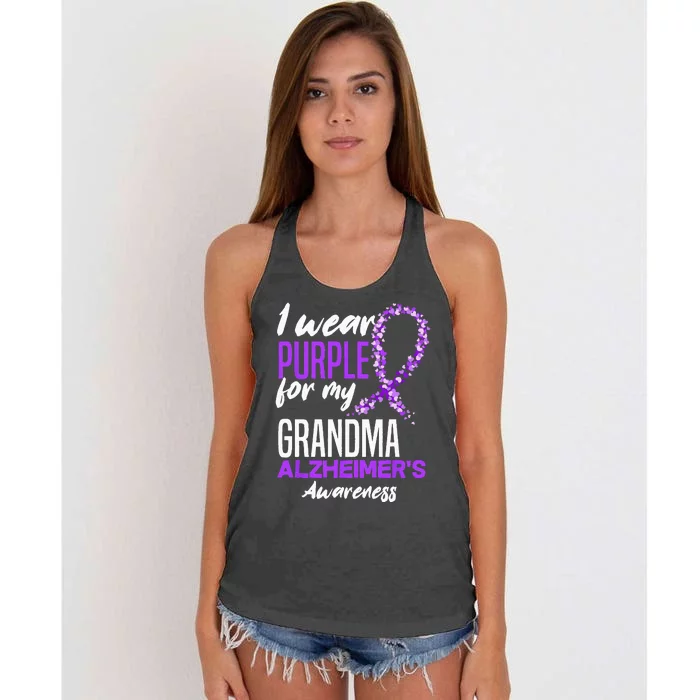 I Wear Purple For My Grandma Dementia Alzheimers Awareness Women's Knotted Racerback Tank