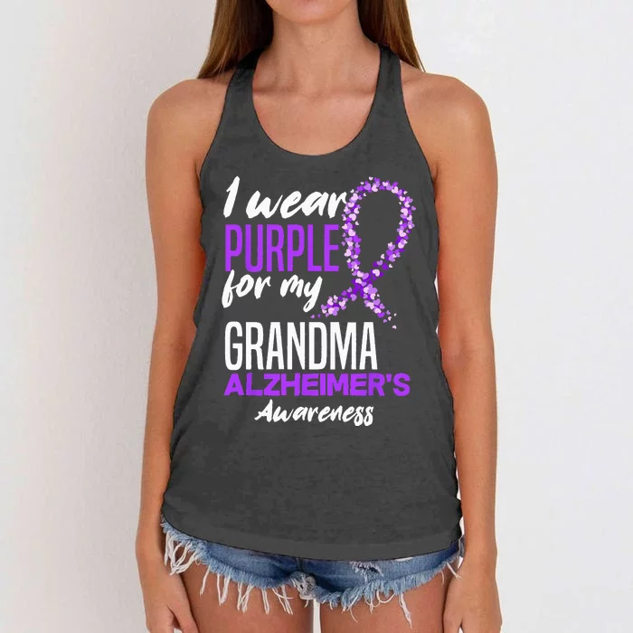 I Wear Purple For My Grandma Dementia Alzheimers Awareness Women's Knotted Racerback Tank