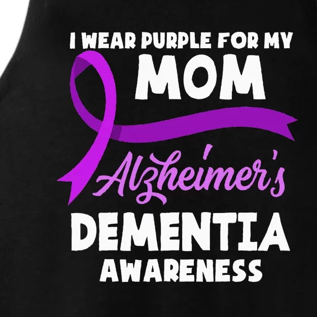 I Wear Purple For My Mom Alzheimers Dementia Awareness Ladies Tri-Blend Wicking Tank