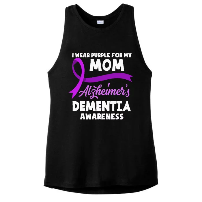 I Wear Purple For My Mom Alzheimers Dementia Awareness Ladies Tri-Blend Wicking Tank