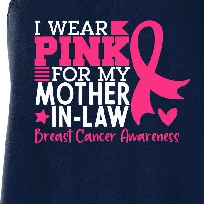 I Wear Pink For My Mother In Law Breast Cancer Awareness Women's Racerback Tank