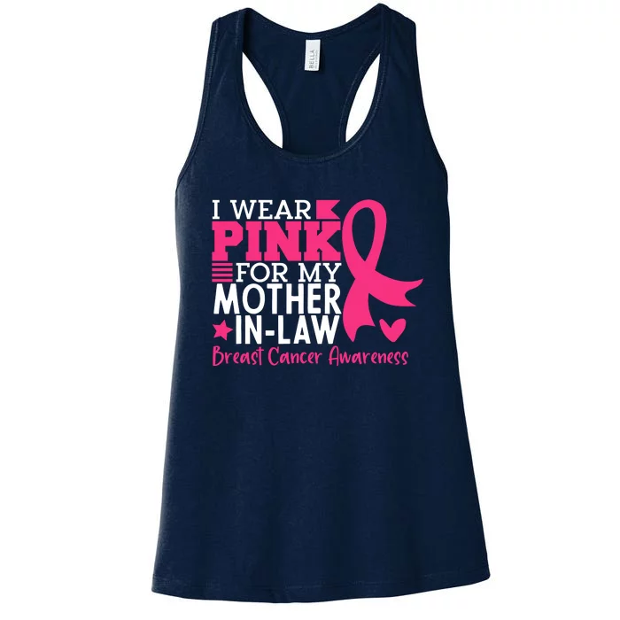 I Wear Pink For My Mother In Law Breast Cancer Awareness Women's Racerback Tank