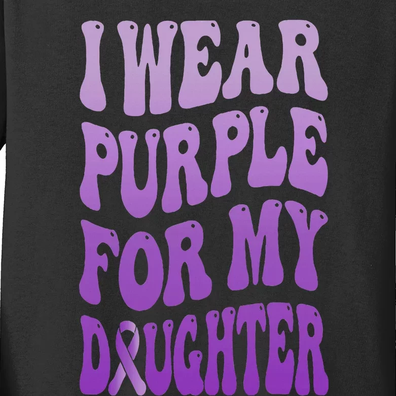 I Wear Purple For My Daughter Lupus Or Epilepsy Mama Dad Mom Kids Long Sleeve Shirt