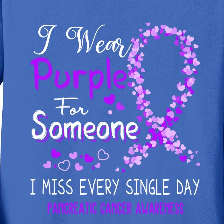 I Wear Purple For Someone Pancreatic Cancer Awareness Gift Kids Long Sleeve Shirt