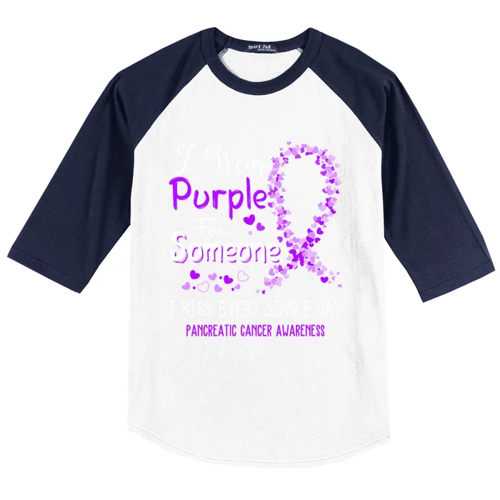 I Wear Purple For Someone Pancreatic Cancer Awareness Gift Baseball Sleeve Shirt