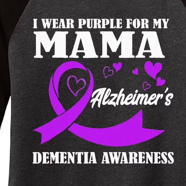 I Wear Purple For My Mom Alzheimers Dementia Awareness Women's Tri-Blend 3/4-Sleeve Raglan Shirt