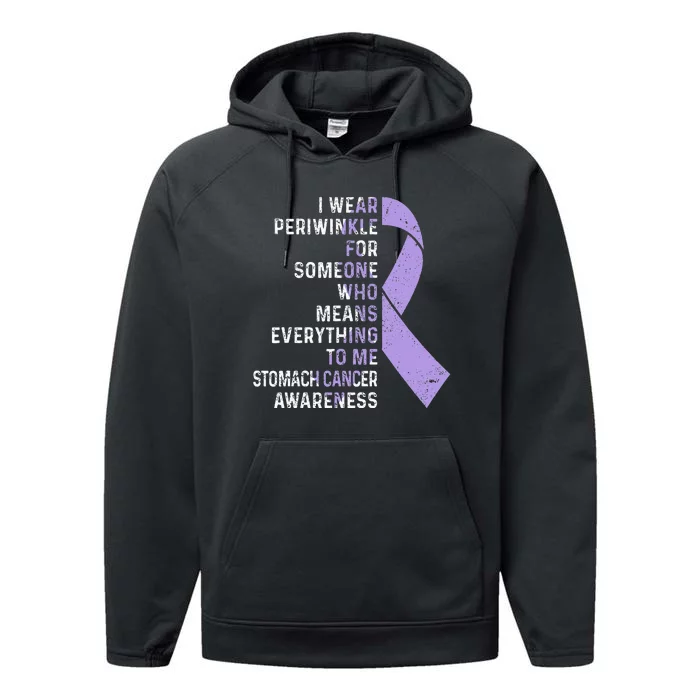 I Wear Periwinkle Ribbon Stomach Cancer Awareness Support Performance Fleece Hoodie