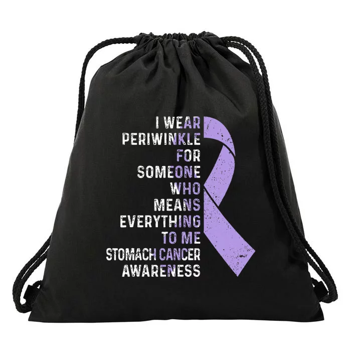 I Wear Periwinkle Ribbon Stomach Cancer Awareness Support Drawstring Bag