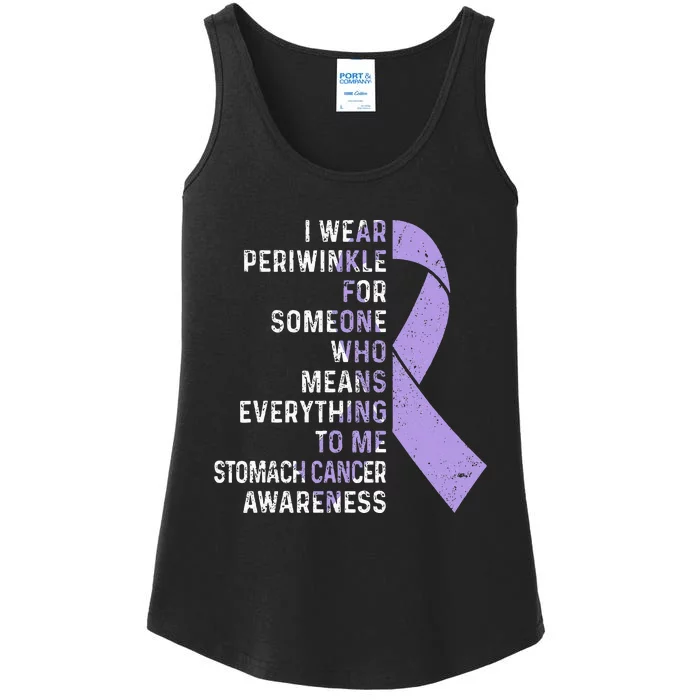 I Wear Periwinkle Ribbon Stomach Cancer Awareness Support Ladies Essential Tank