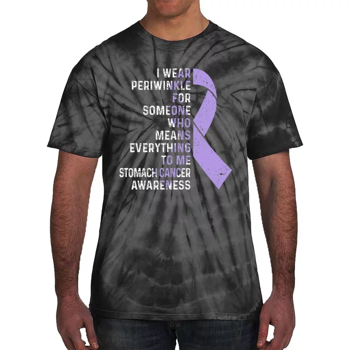 I Wear Periwinkle Ribbon Stomach Cancer Awareness Support Tie-Dye T-Shirt