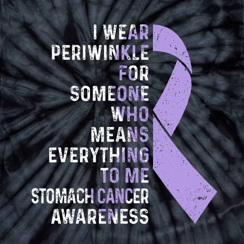 I Wear Periwinkle Ribbon Stomach Cancer Awareness Support Tie-Dye T-Shirt