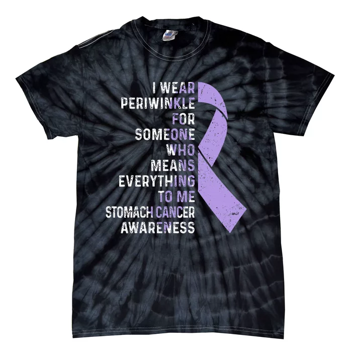 I Wear Periwinkle Ribbon Stomach Cancer Awareness Support Tie-Dye T-Shirt