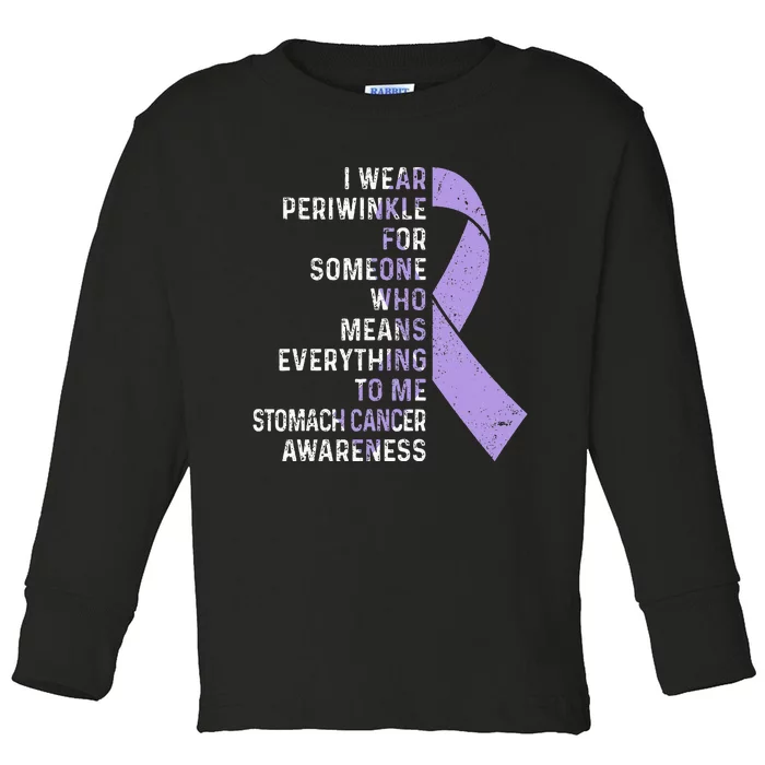 I Wear Periwinkle Ribbon Stomach Cancer Awareness Support Toddler Long Sleeve Shirt