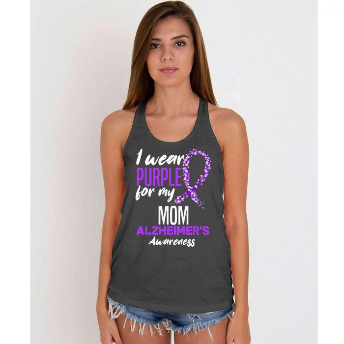 I Wear Purple For My Mom Dementia Alzheimers Awareness Women's Knotted Racerback Tank