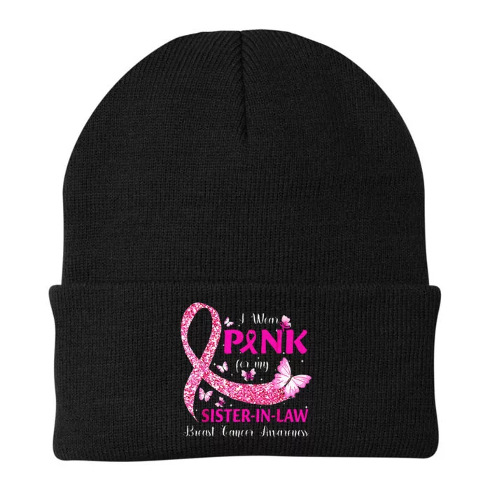 I Wear Pink For My Sister In Law Breast Cancer Awareness Knit Cap Winter Beanie