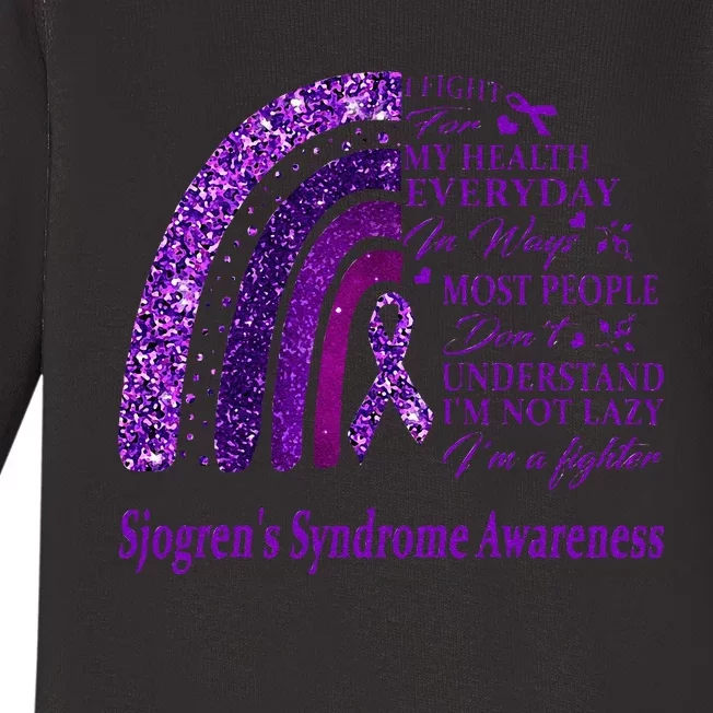 I Wear Purple For Sjogrens Syndrome Awareness Warrior Baby Long Sleeve Bodysuit