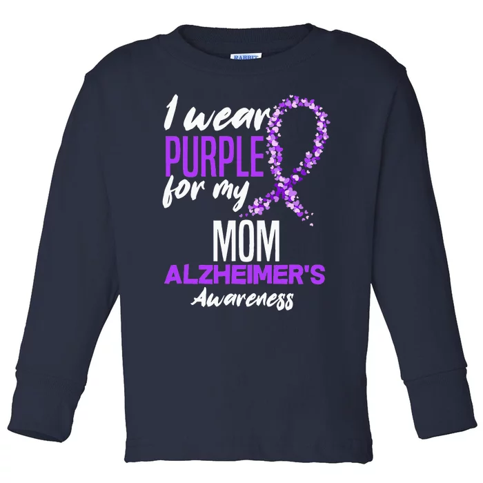 I Wear Purple For My Mom Dementia Alzheimers Awareness Toddler Long Sleeve Shirt