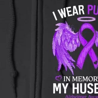 I Wear Purple In Memory Of My Husband Alzheimer Awareness Full Zip Hoodie