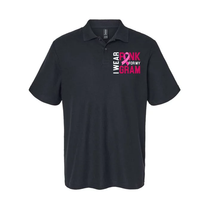 I Wear Pink For My Gram Breast Cancer Awareness Grandchild Softstyle Adult Sport Polo