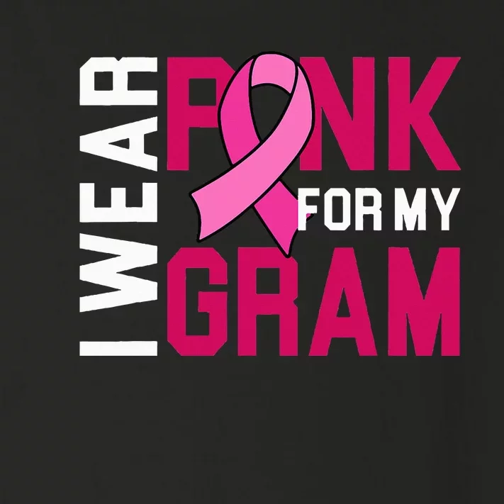 I Wear Pink For My Gram Breast Cancer Awareness Grandchild Toddler Long Sleeve Shirt