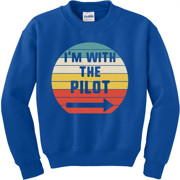 Im With Pilot Halloween Matching Couple Costume Vintage Cool Gift Kids Sweatshirt