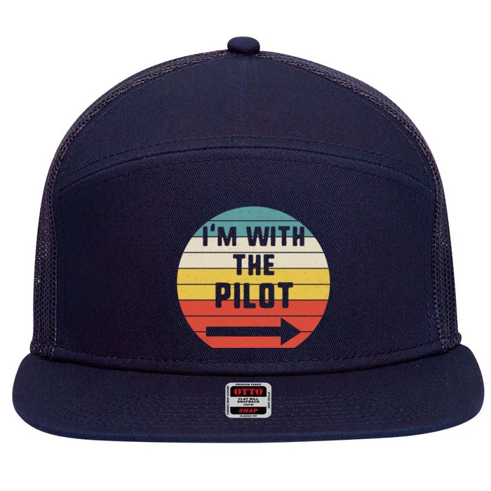 Im With Pilot Halloween Matching Couple Costume Vintage Cool Gift 7 Panel Mesh Trucker Snapback Hat