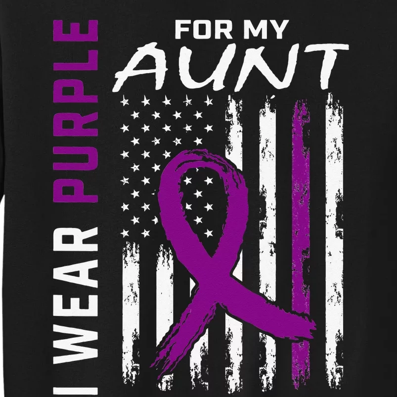 I Wear Purple For My Aunt Lupus Awareness American Flag Tall Sweatshirt